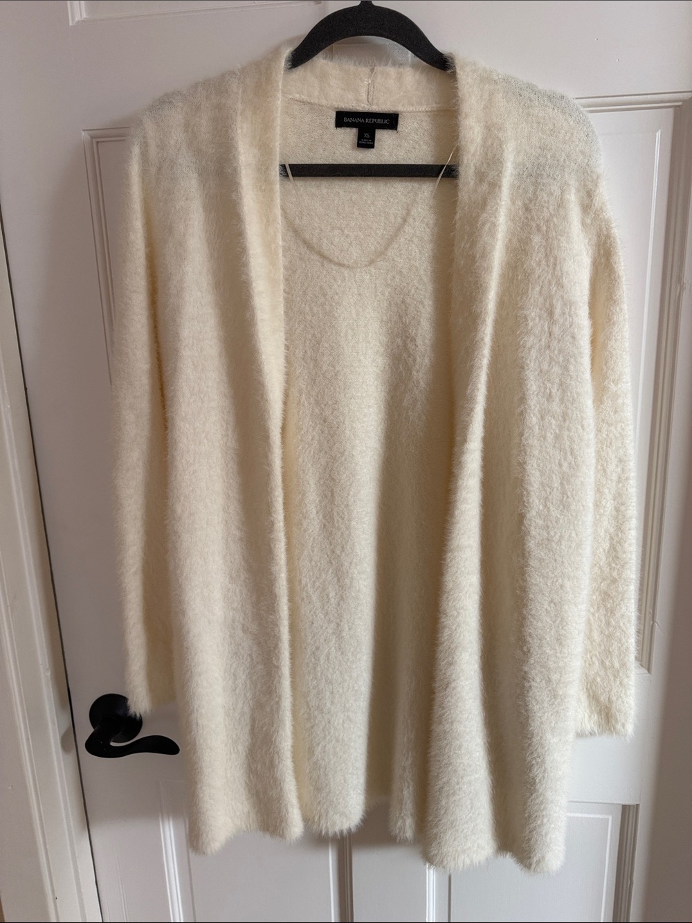 Banana Republic Ivory Fuzzy Open-Front Cardigan
